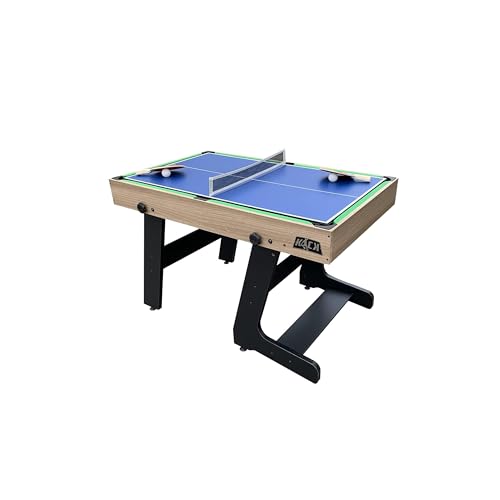 KICK Quatro 55" 4-in-1 Foldable Multi Game Table – Foosball, Billiards/Pool, Push Hockey & Ping Pong - color: Brown