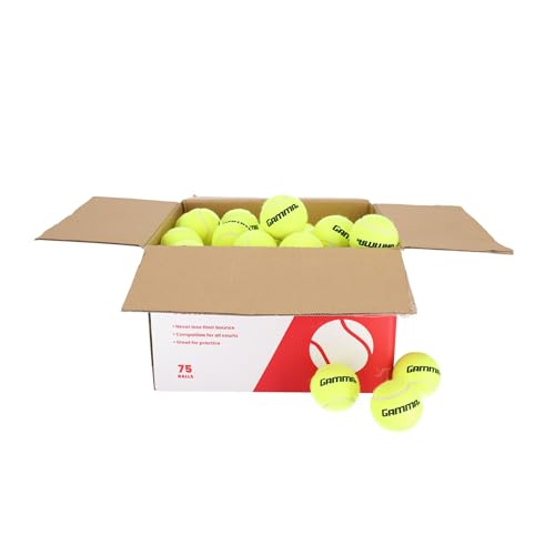 Gamma Sports Pressureless Tennis Balls Box - Ideal for Practice, Teaching, and Training with High-Visbility Felt - Indoor and Outdoor Court Play - 48 and 75 Pack Sizes - size: Box of 75