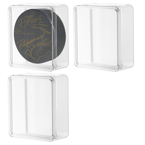 Hockey Puck Display Cases, Acrylic Cube Square Hockey Puck Display Cases - Fits Official Size Hockey Puck (3 PCS) - size: 3 PCS