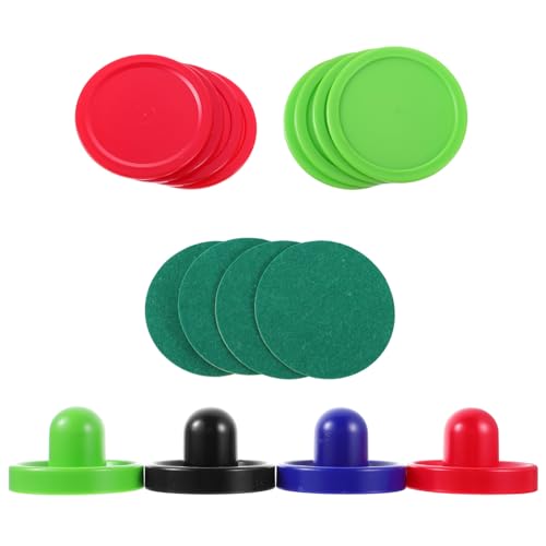 Toyvian Air Hockey Pushers and Replacement Pucks with Thick Felt Pads High Impact Resistant Plastic Hockey Parts for Game Tables Large