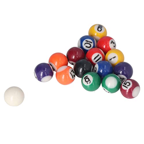 Mini Billiard Ball, 25mm Complete 16 Balls Set Ball, Resin Pool Style Table Accessories Prevents Off Tracking for Tables