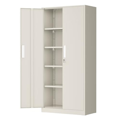 Greenvelly Metal Garage Storage Cabinet, 72” Locking Steel Garage Cabinet with 2 Doors and 4 Shelves, Tool Cabinets, Metal File Cabinet for Home Office, Basement, Classroom, Grey(32" ×16") - color: Grey, style: 72"H