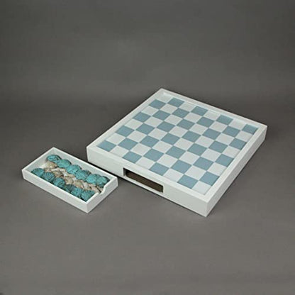Coastal Themed Seashell Checkers Set with Game Board 13 Inches
