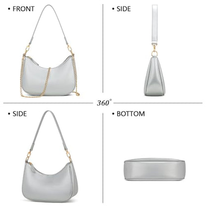 KKXIU Shoulder Bag for Women Cute Hobo Purses and Handbags Retro Clutch Underarm Purse | Cute - color: Silver