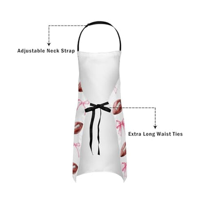 Manfei Blue Bowknot Kids Kitchen Apron - color: Romantic Pink