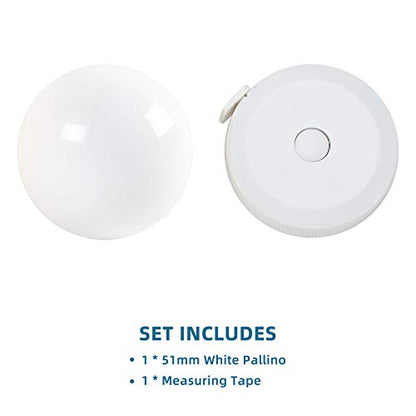 ApudArmis White Bocce Pallino Balls Replacement - Including Measuring Rope - size: 51mm