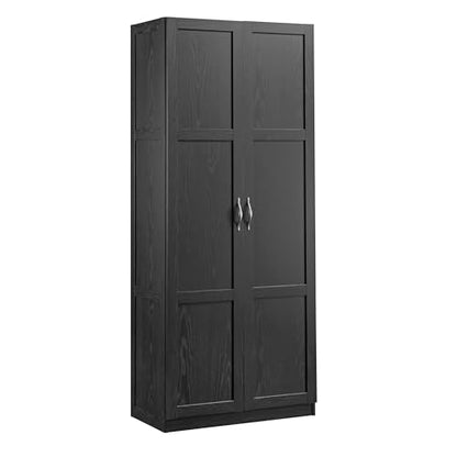 Sauder Tall Storage Cabinet, Black, 4 Adjustable Shelves, Multi-Room Use - color: Black