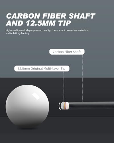 CRICAL COWCUE 58-Inch Carbon Fiber Pool Cue, Low Deflection, 12.5mm Tip | Adjustable pool cue with 3/8x8 joint for stable control, regular billiards practice and pool hall play. - color: CW-02-Set