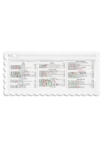 Girl Tribe Co. Splash-Proof Standard Size Mahjong Card Holder for Pool – Waterproof Clear Mahjong Card Sleeve with Zipper, 17” x 5” White Scalloped Edge Case for Outdoor & Pool Mahjong (4, Standard) - size: Standard