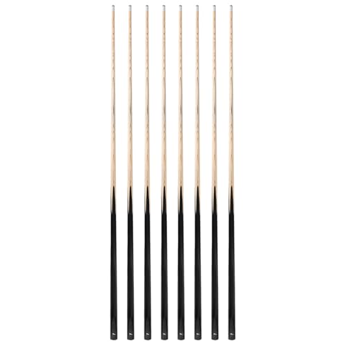 HMQQ 58" One Piece Pool Cue Stick with 13MM Leather Tip, Weight 20OZ Billiards Cue Stick, Pool Stick Set of 4/ Set of 6/ Set of 8 (Black&Natural Wood Color) - style: BLACK SET OF 8