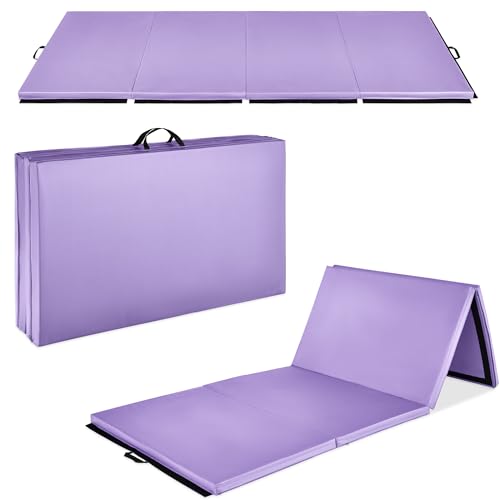 Best Choice Products 10ftx4ftx2in Folding Gym Mat 4-Panel Exercise Gymnastics Aerobics Workout Fitness Floor Mats w/Carrying Handles - color: Purple