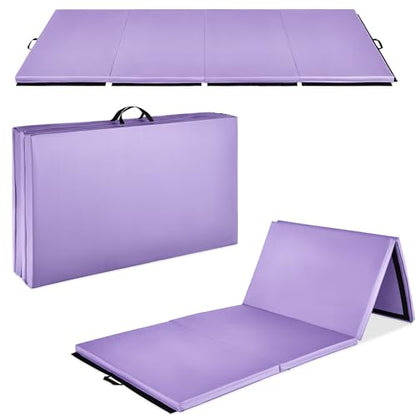 Best Choice Products 10ftx4ftx2in Folding Gym Mat 4-Panel Exercise Gymnastics Aerobics Workout Fitness Floor Mats w/Carrying Handles - color: Purple