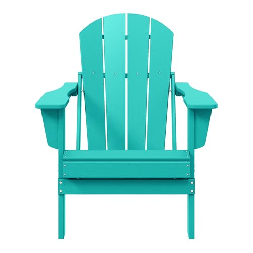WestinTrends Malibu HDPE Outdoor Patio Folding Poly Adirondack Chair, Turquoise - color: Turquoise, size: 1 Chair