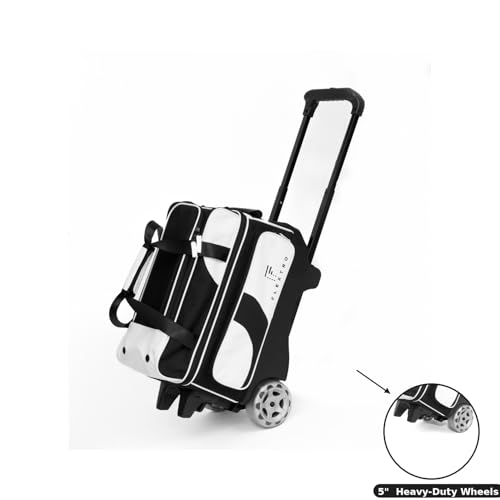 Flextro 3 Ball Bowling Bag with Wheels – 2+1 Modular Roller, 5-Inch Heavy-Duty Wheels, Zero-Wobble Aluminum Handle, Separate Shoe Compartment, Fits Men & Women