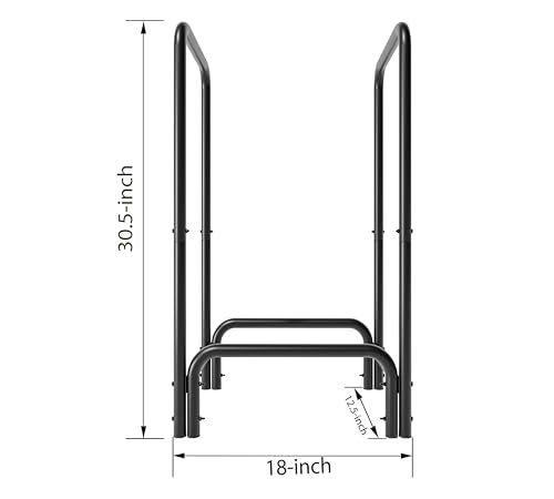 Kingson Firewood Rack Log Holder for Indoor Outdoor Fireplace Black Detachable Firewood Storage Log Storage Holder