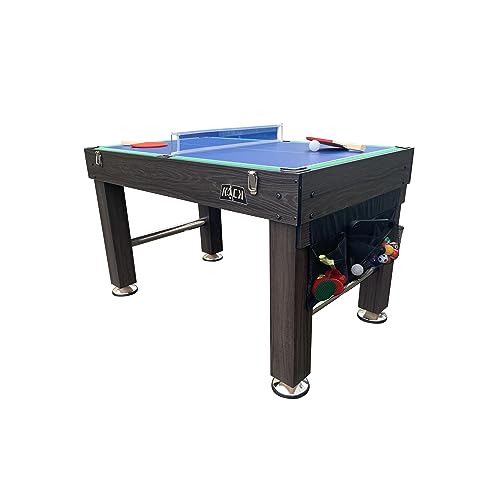 KICK Tetrad 55" 4-in-1 Multi Game Table – Foosball, Billiards/Pool, Air Hockey & Ping Pong - color: Brown