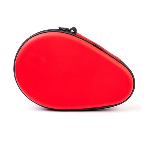 MiOYOOW Table Tennis Racket Case, Hard Shell Ping Pong Storage Bag Ping Pong Paddles Case with Zipper Can Hold 2 Short-Handled Rackets or 1 Long-Handled Racket - color: red