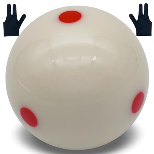 Red Dot Billiards Ball with Gloves – 2.25 Inch Regulation Practice Pool Ball for Spin & Aim Mastery, Perfect for Beginners to Pros Pool Table Accessories