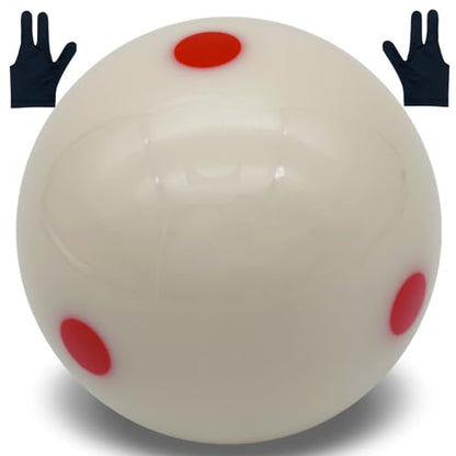 Red Dot Billiards Ball with Gloves – 2.25 Inch Regulation Practice Pool Ball for Spin & Aim Mastery, Perfect for Beginners to Pros Pool Table Accessories