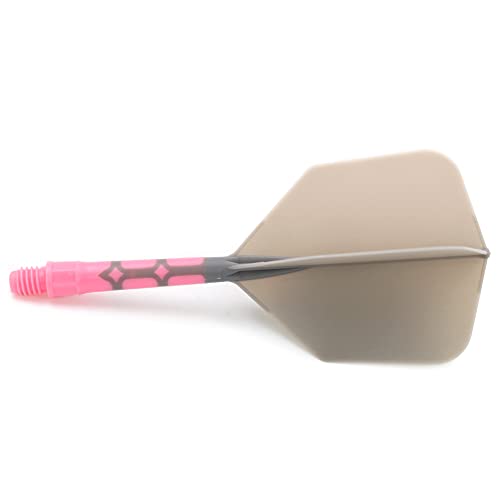 CUESOUL ROST T19 Integrated Dart Shaft and Flights Big Wing Shape Grey 28mm-Say Goodbye to Falling Dart Flight - color: with Pink Shaft