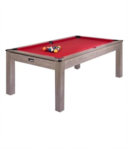 7 Foot Pool Table, Engineered Wood, 84" Billiard Tables with Black Felt for Game Room Home Office, - color: Red