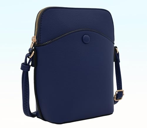 Solene Small Crossbody Bag with Gold Hardware, Mini Shoulder Purse with Adjustable Strap - color: Navy