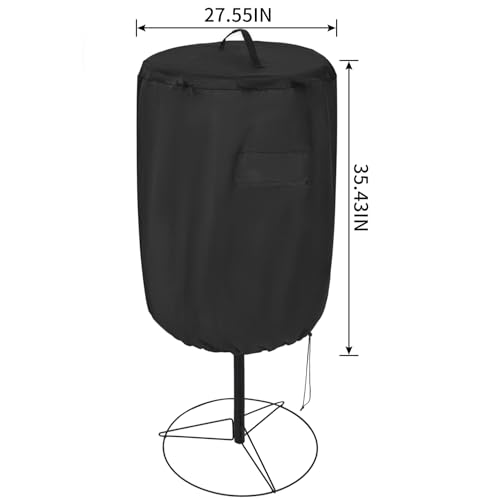 Disc Golf Basket Cover, Double Stitched Seam, Tear and UV resistant-420D Heavy Duty Fabric, Water-resistant, Sun Protection, Flying Disc Golf Basket Accessories, 27.6" D x 35.43'' H，Black