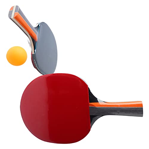 Table Tennis Racket, 7 Layer Wood Base Professional Paddles Set, Portable Table Tennis Bat with Sweat Absorbing Handle and 3 Balls for Indoor Outdoor Use