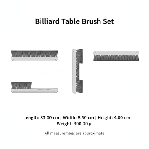 Billiard Table Brush Set with Horse Hair Bristles for Pool Table Cloth Care and Dust Removal