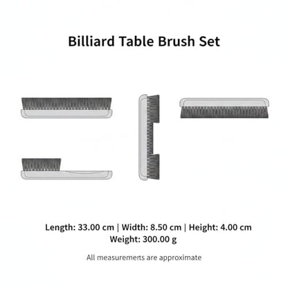 Billiard Table Brush Set with Horse Hair Bristles for Pool Table Cloth Care and Dust Removal