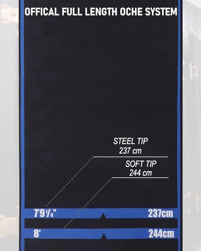 Professional Darts Mat with Oche Line System & Throw Lines – Premium Dart Mat for Floor Steeldart & Soft Darts | 260x60 cm | with Throwing Line - Ideal as a Gift - style: Blue Darts
