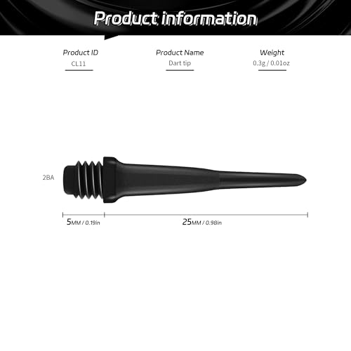 CyeeLife 2BA Thread Soft Tip Dart Points - Plastic Dart Tips - 100/1000 Pack Premium Replacement Dart Accessories - color: 1000pcs-cl11model