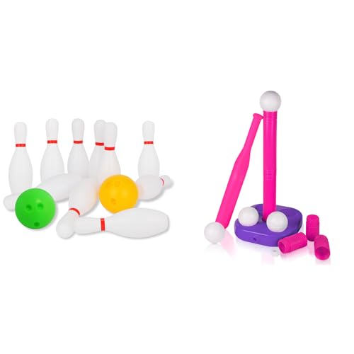 Liberry Toys for 2 3 4 Year Old Boys Girls Christmas Birthday Gift, Toddler Bowling Set and Kids T-Ball Set