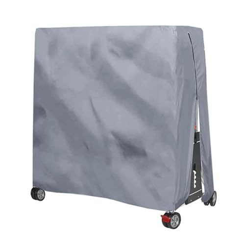 Table Tennis Cover, Outdoor/Indoor Waterproof Dustproof Sunscreen Ping Pong Table Cover Fits Folding Tables All Weather Protection 5.4*2.3*6.1ft（Gray）