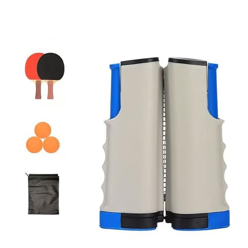 Recreational Table Tennis Sets with 2Pcs Table Tennis Rackets and 3Pcs Ping Pong Balls, Retractable Table Tennis Net Replacement with Clamps for Any Table, Home/Outdoor Games - color: Gray