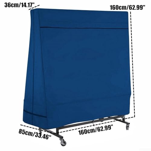 Waterproof Table Tennis Cover, for Outdoor Use, Adjustable Pong Table Protector with Weatherproof Oxford Fabric, Blue, 160x160x85cm