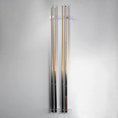 Pool Cue & Ball Rack Wall Mount – Acrylic Billiard Storage Holder, Self-Adhesive or Screw Mounted, Space-Saving Game Room Organizer (Top Clip 6 Cues Holder) - style: Top Clip 6 Cues Holder