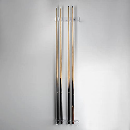 Pool Cue & Ball Rack Wall Mount – Acrylic Billiard Storage Holder, Self-Adhesive or Screw Mounted, Space-Saving Game Room Organizer (Top Clip 6 Cues Holder) - style: Top Clip 6 Cues Holder