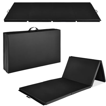 Best Choice Products 10ftx4ftx2in Folding Gym Mat 4-Panel Exercise Gymnastics Aerobics Workout Fitness Floor Mats w/Carrying Handles - color: Black