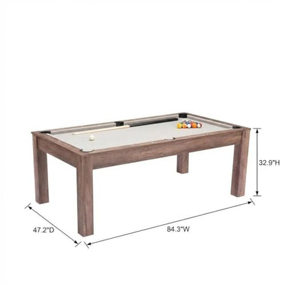 Brown 3 in 1 Outdoor Pool Table with Table Tennis Conversion and Dining Top, Multi-Purpose Game Table for Indoor, Backyard Entertainment
