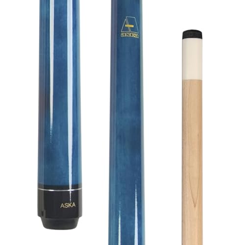 ASKA Short Kids Cue Stick, Canadian Hard Rock Maple, 13mm Hard Tip - color: 36-inches Blue, No Wrap (LECN36)