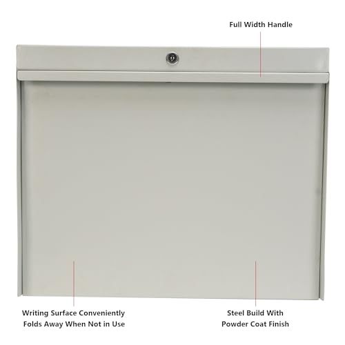 Wall Mounted Storage Rack with Locking Fold Down Shop Desk, Space Saving Table with Storage Shelves 20" W x 3-3/8"D (Tan)