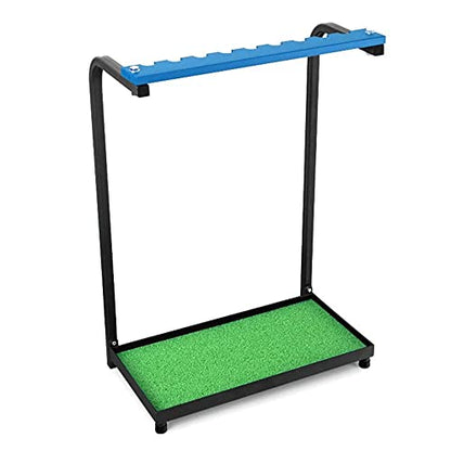 Nisorpa Golf Club Organizer Rack 9 Clubs Golf Club Display Stand Rack Holder Shelf Indoor Outdoor Golf Putter Rack Holder Stand 9 Putters Metal Golf Club Stand with Artificial Grass Mat
