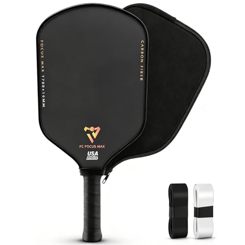 T700 Carbon Fiber Pickleball Paddle, Pickleball Set 16mm Pickle Ball Rackets with CMS Matte Surface Lightweight Honeycomb Core & Durable Edge Frame Larger Sweet Spot - color: MAX -1 Racket