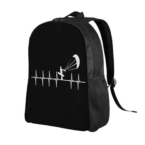 Kitesurfing Heartbeat Backpacks For Men Women Book Bag Travel Hiking Camping Work Lightweight - color: Ye17