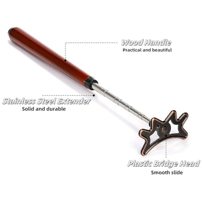 Covzoe Retractable Pool Bridge Stick, Billiard Bridge Stick with Removable Bridge Head and Wood Handle, Pool Cue Accessory for Table, Game, Competition