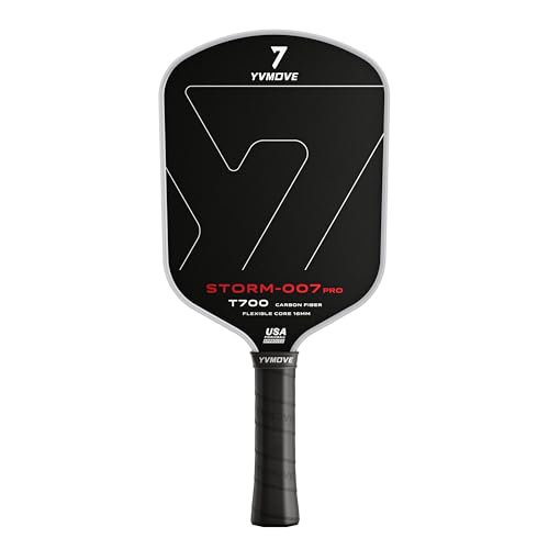 YVmove USAPA Approved Raw Carbon Fiber Pickleball Paddle, 16mm Thermoformed Pickleball Racket with High Spin & Extended Grip, Professional Pickleball Paddle for Control and Power - color: Classic Black