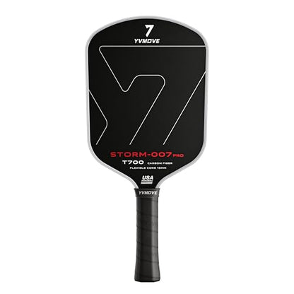 YVmove USAPA Approved Raw Carbon Fiber Pickleball Paddle, 16mm Thermoformed Pickleball Racket with High Spin & Extended Grip, Professional Pickleball Paddle for Control and Power - color: Classic Black