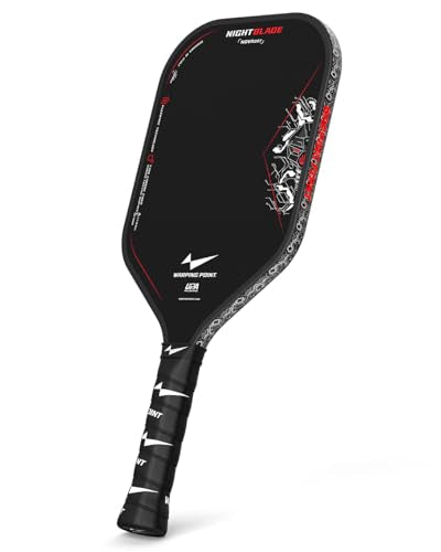 Nightblade Raw Carbon Fiber Pickleball Paddle, Foam Filled Polymer Honeycomb Core, UPA-A & USAPA Approved, Endura Friction Surface, Long Handle for Two Handed Backhand, Enhanced Impact Feel & Spin - style: 16mm