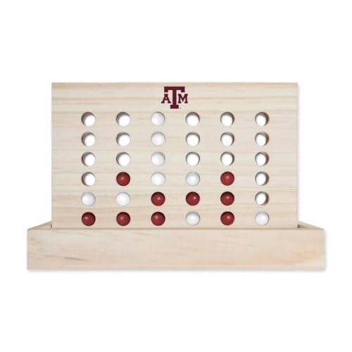 Rico Industries NCAA Mini Travel Team 4 in A Row Mini Game- Wooden, Team Colors, 5.5" x 8" (Texas A&M) - style: Texas A&M